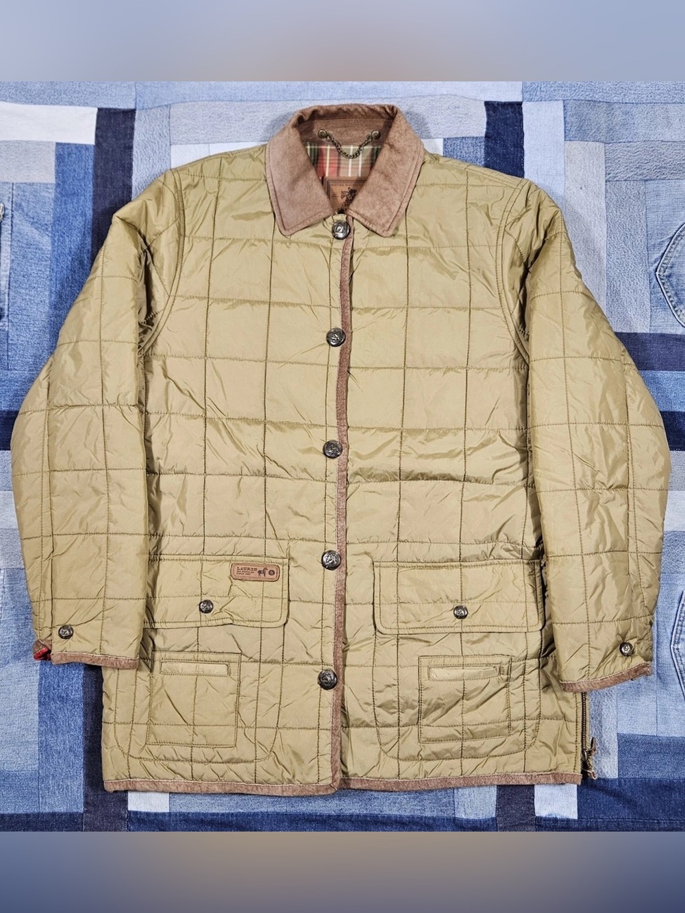 Vintage Lauren by Ralph Lauren Beige Coats, Jackets Leather Collar Sz 1X Womens - Picture 1 of 12